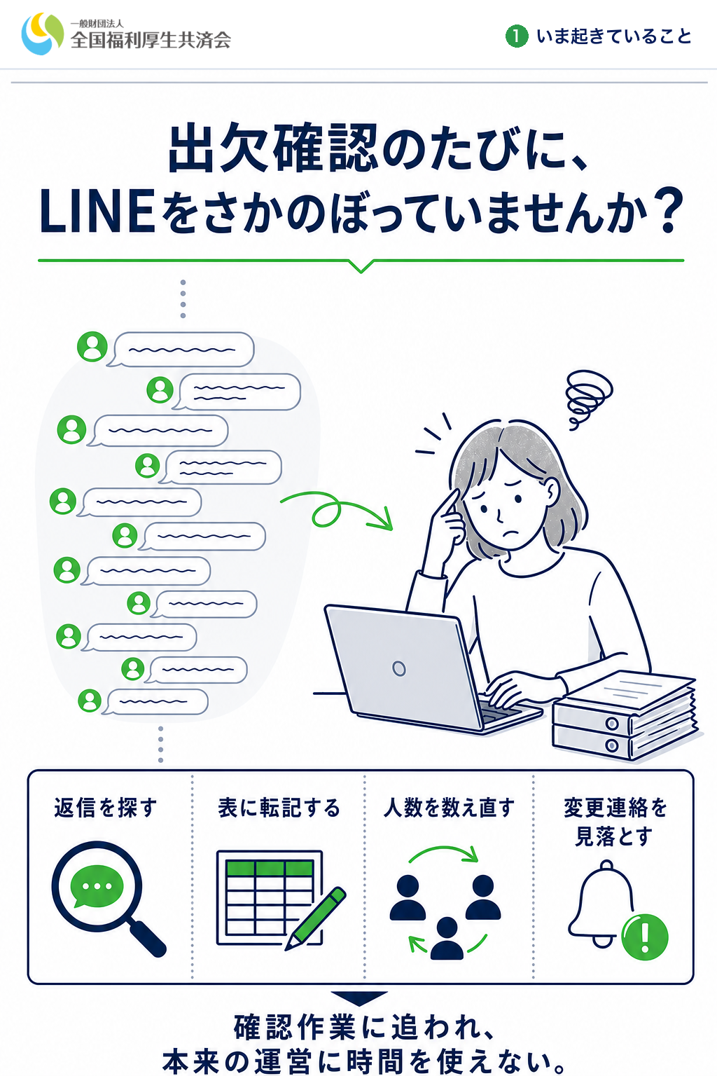 出欠確認のたびに、LINEをさかのぼっていませんか？